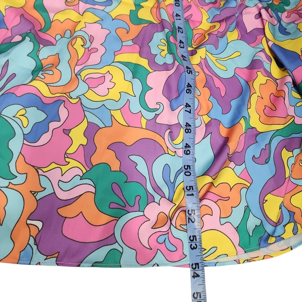 Boston Proper Abstract Sol Print V Neck Colorful Floral Maxi Dress. M - Picture 11 of 14